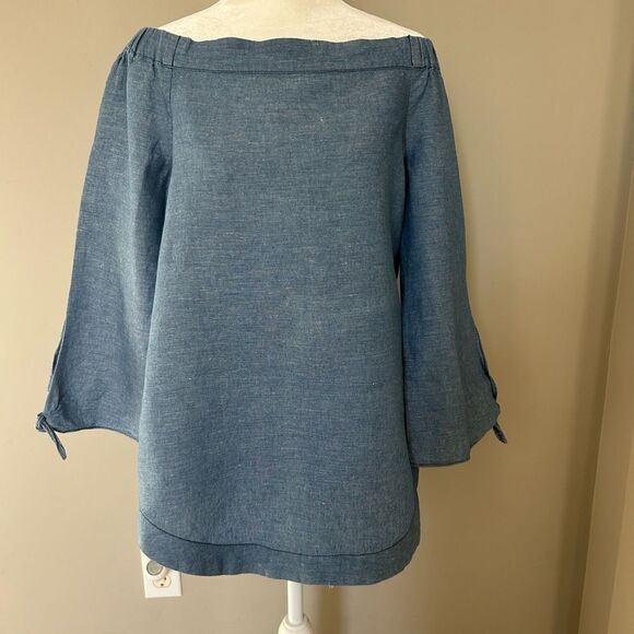 Free People Women’s  Blue Off The Shoulder Chambray Top  Size Extra small - Picture 9 of 14